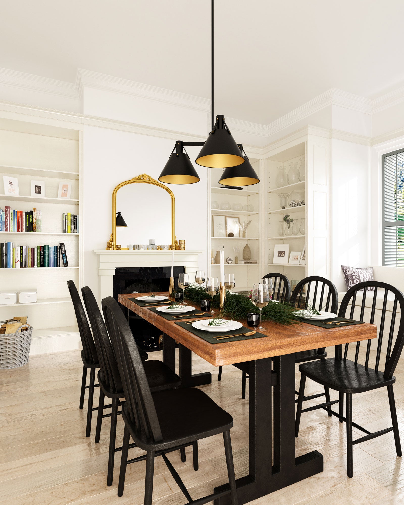 Archer 25-in Matte Black 3 Lights Chandeliers
