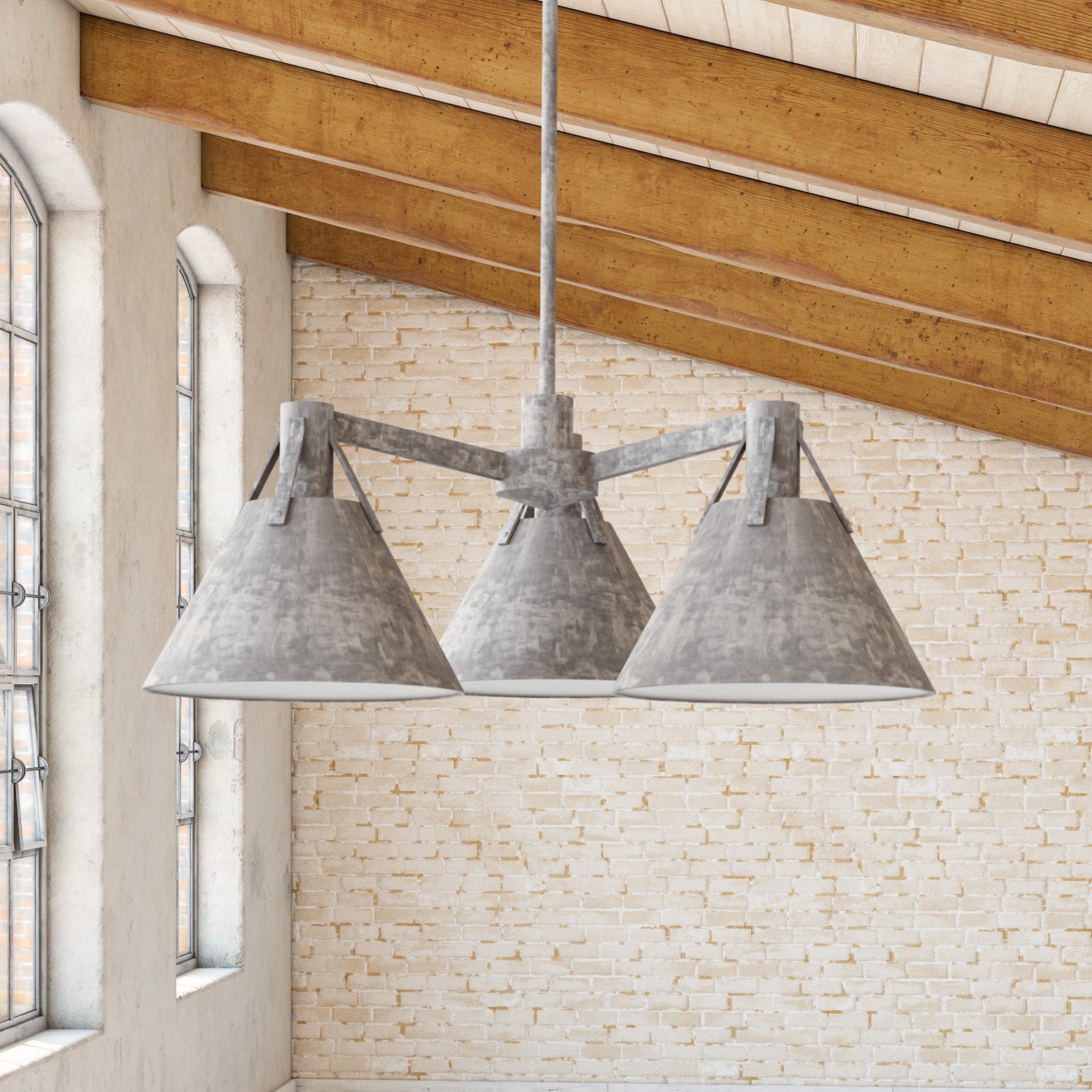 Archer 25-in Steel Shade 3 Lights Chandeliers