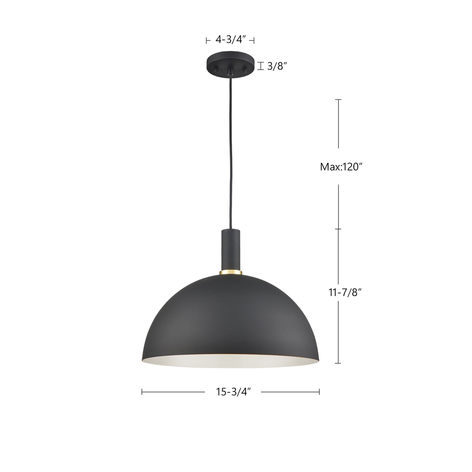 Archibald 16-in White With Gold Detail 1 Light Pendant