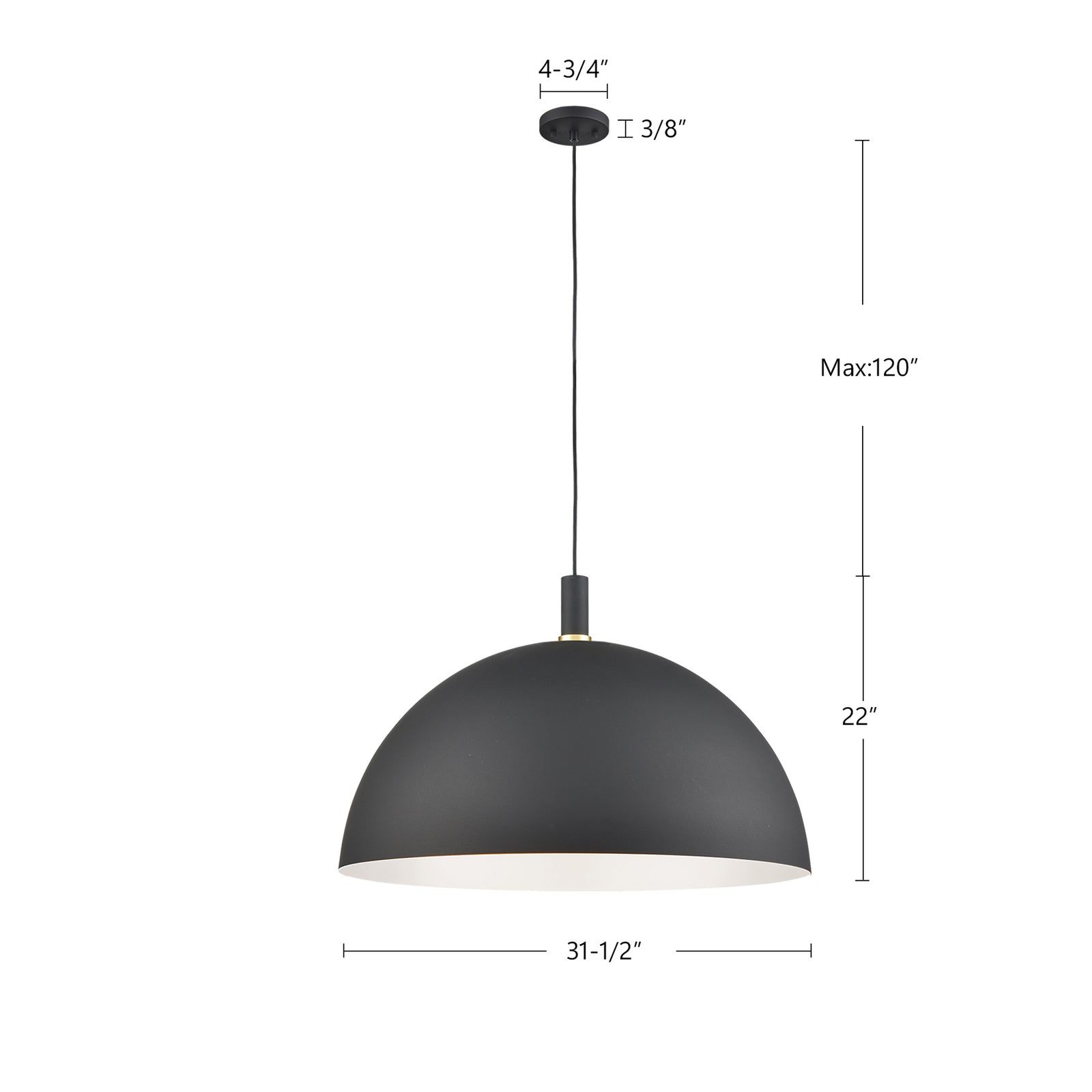 Archibald 32-in White With Gold Detail 1 Light Pendant