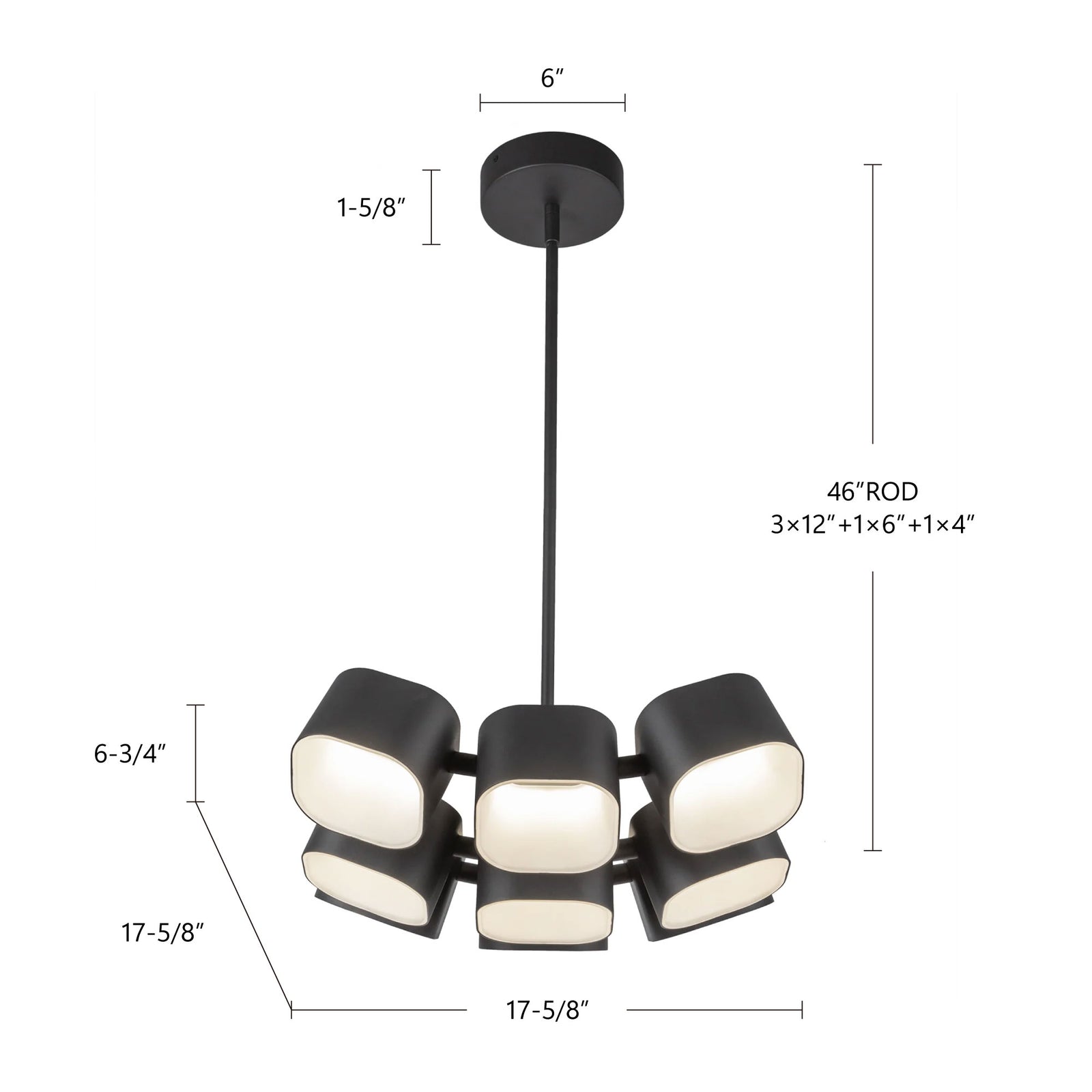 Arena 18-in Black LED Chandelier