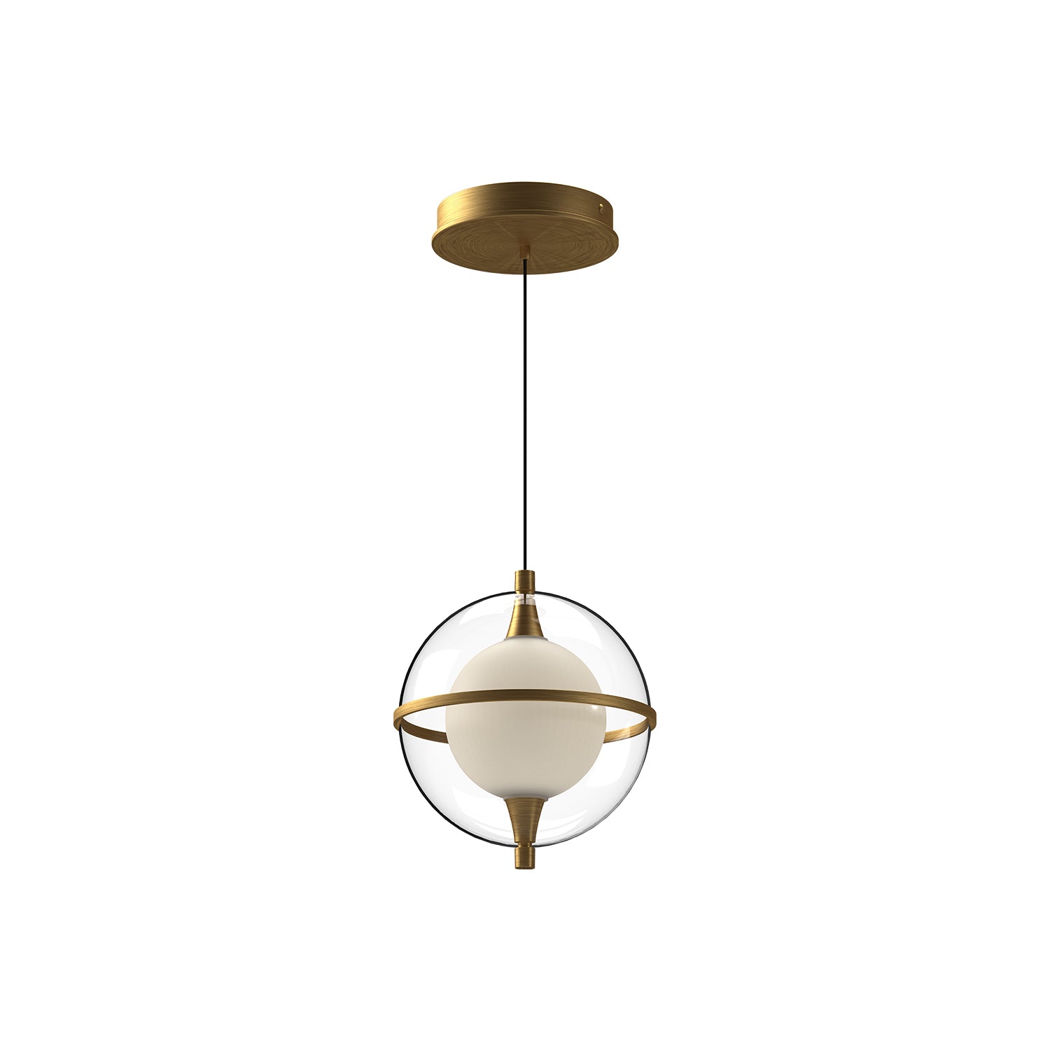 Aries 8-in Brushed Gold LED Pendant