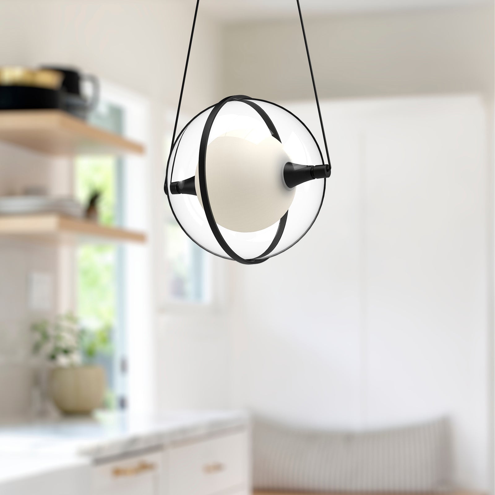 Aries 8-in Black LED Pendant