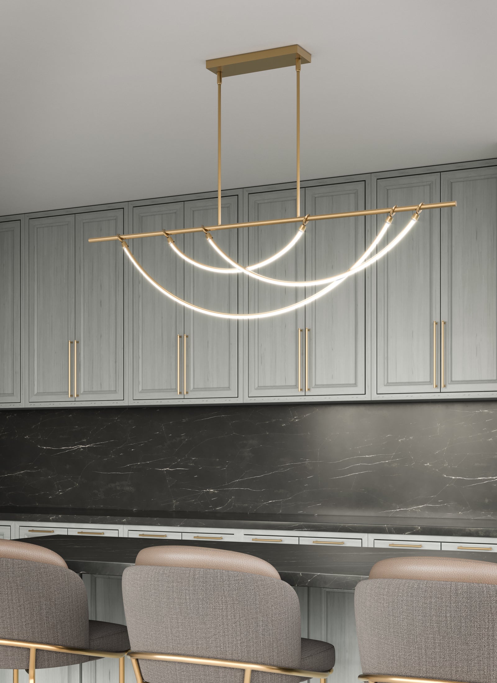 Aryas 48-in Vintage Brass LED Linear Pendant