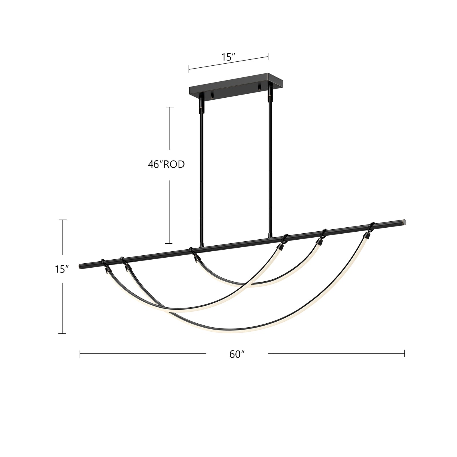 Aryas 60-in Vintage Brass LED Linear Pendant