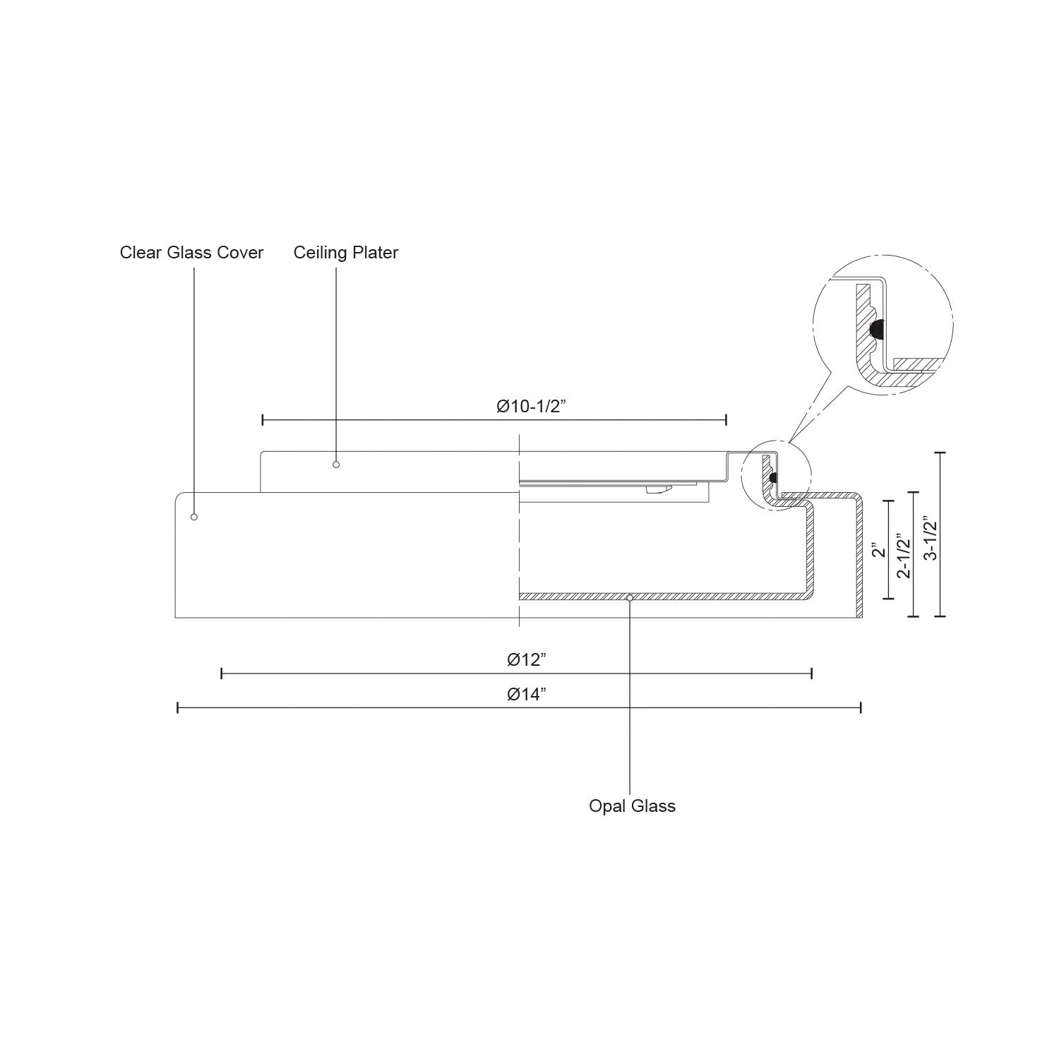Aston 14-in Clear LED Flush Mount
