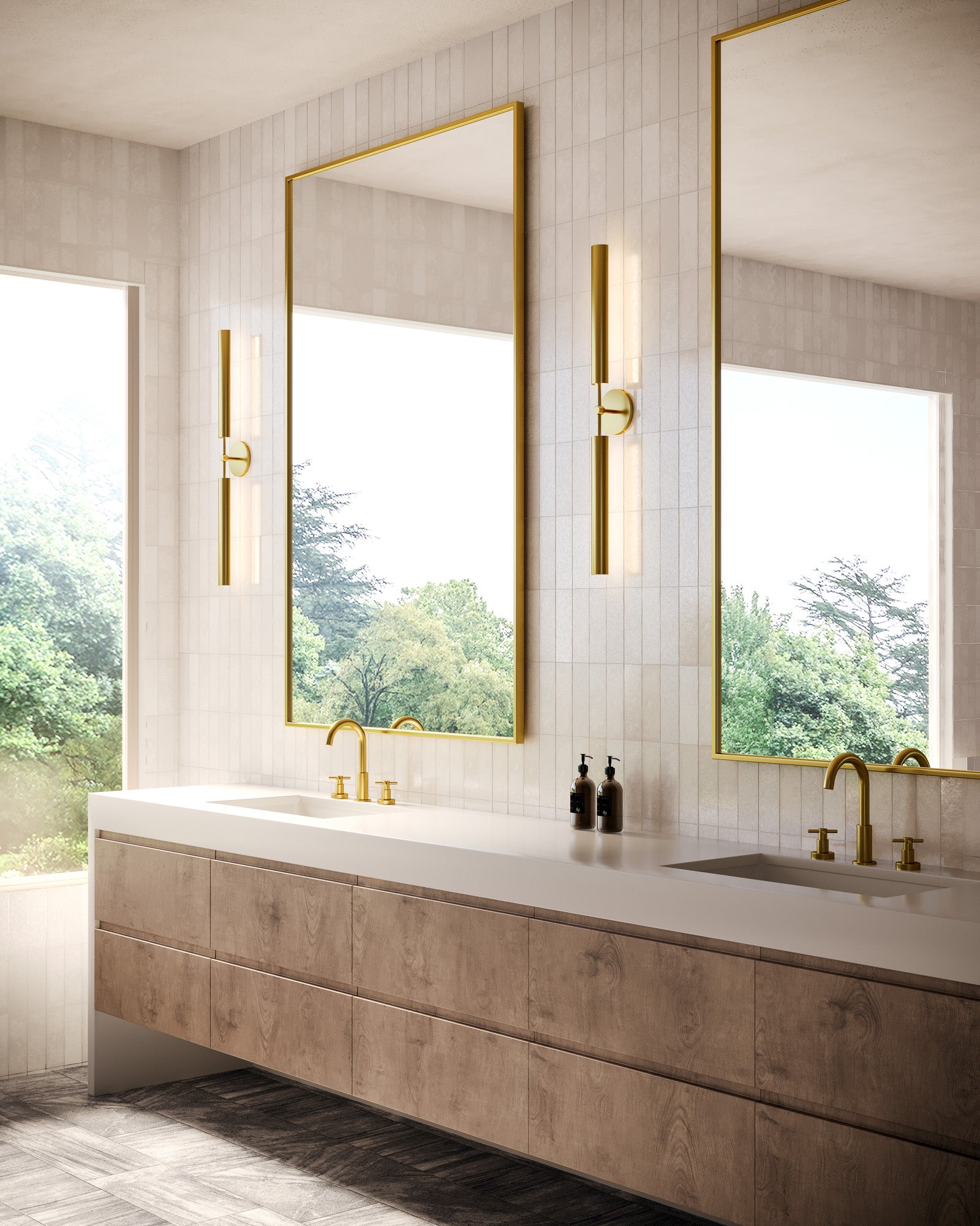 Astrid 35-in Metal Shade/Vintage Brass LED Wall/Vanity