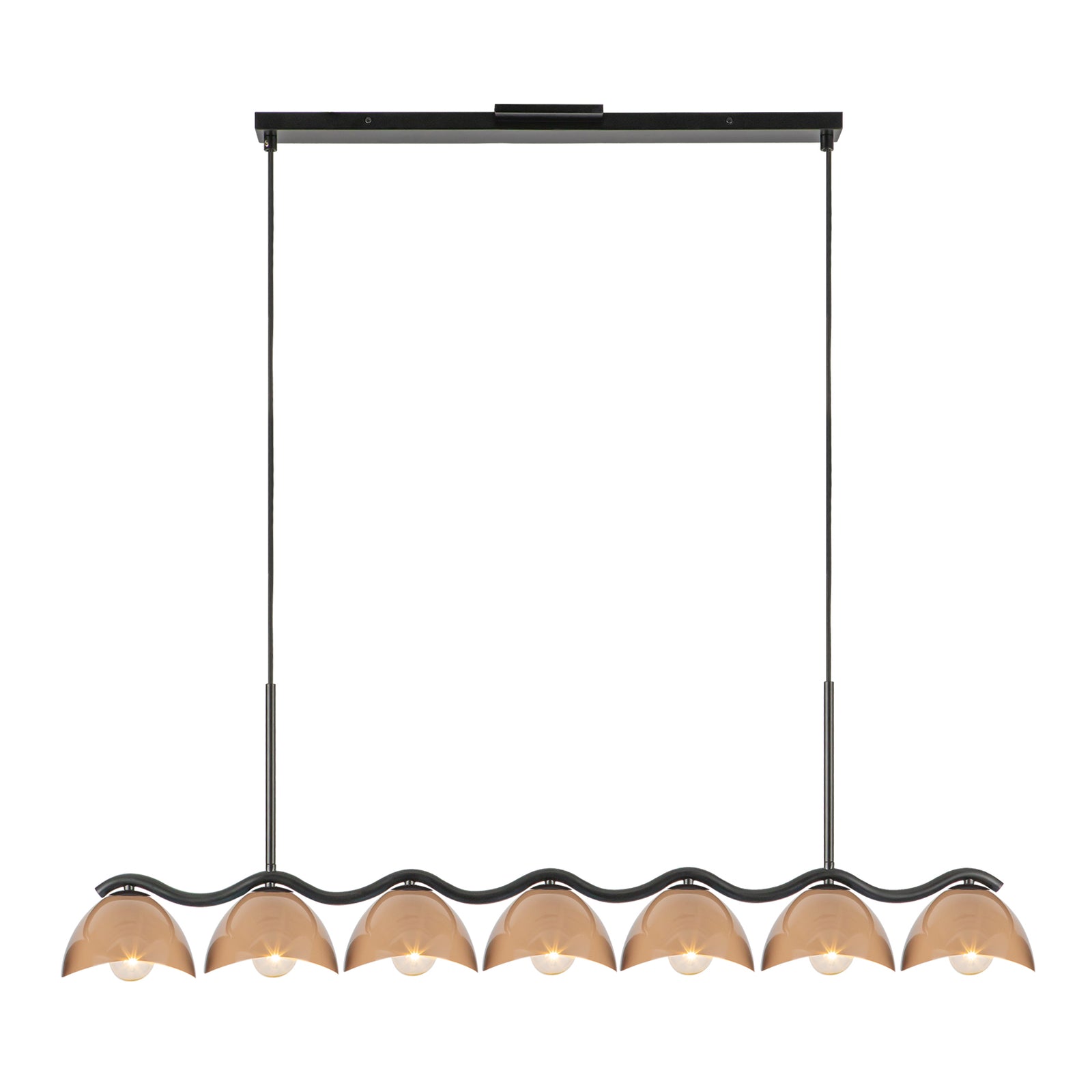 Atlas 42-in Black/Peach Socket Linear Pendant