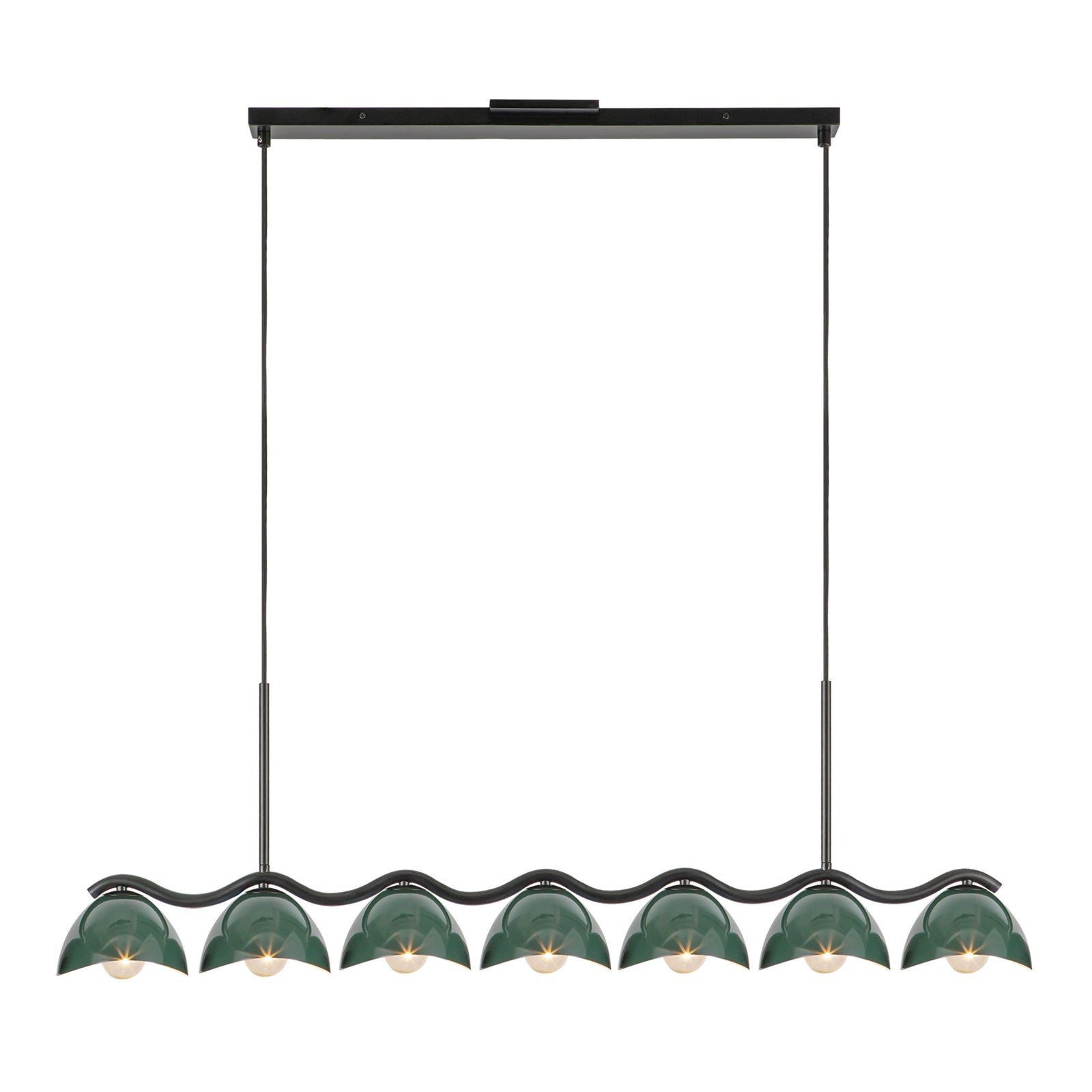 Atlas 42-in Black/Pine Green Socket Linear Pendant