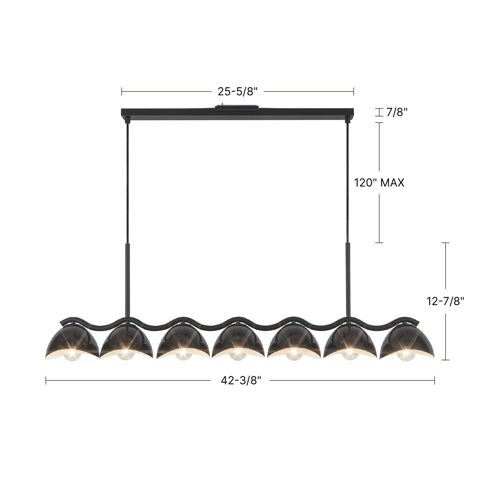 Atlas 42-in Black/Peach Socket Linear Pendant