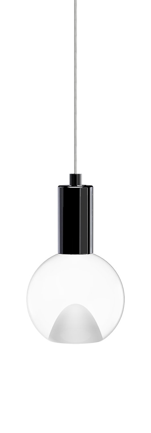 Globe Small 3" Clear Acrylic Single Pendant - Matte Black Socket
