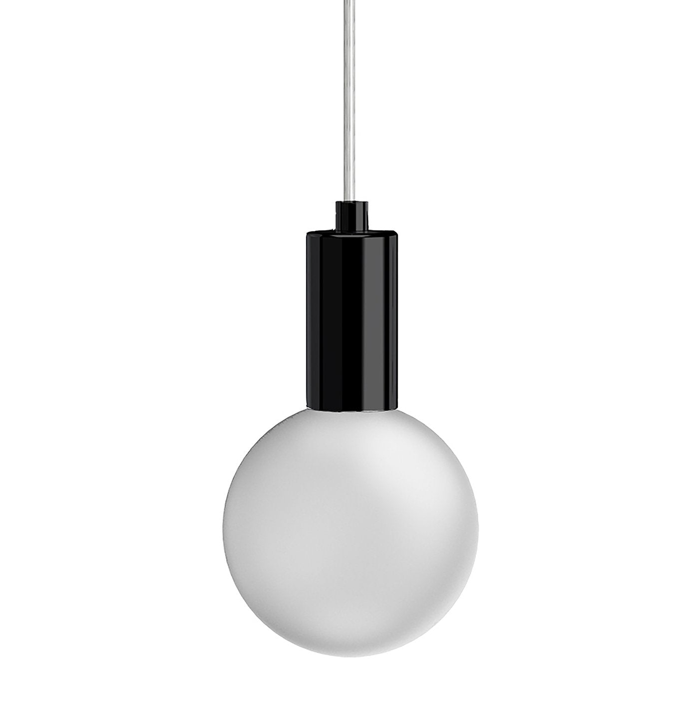 Globe Small 3" Frosted Acrylic Single Pendant - Matte Black Socket