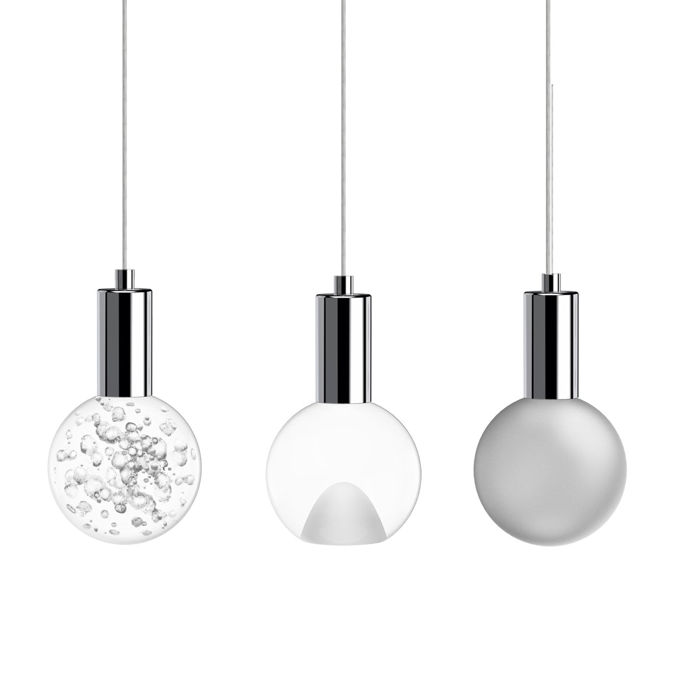 Globe Small 3" Frosted Acrylic Single Pendant - Polished Chrome Socket