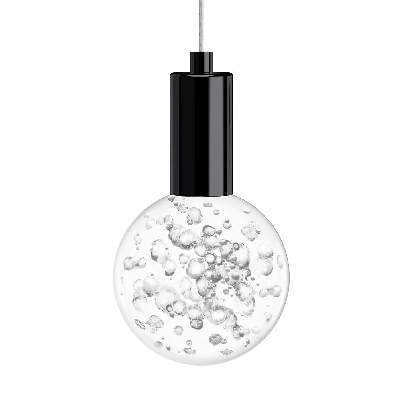 Globe Small 5" Clear Acrylic Single Pendant - Matte Black Socket