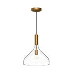 Belleview 12-in Aged Gold/Clear Glass 1 Light Pendant