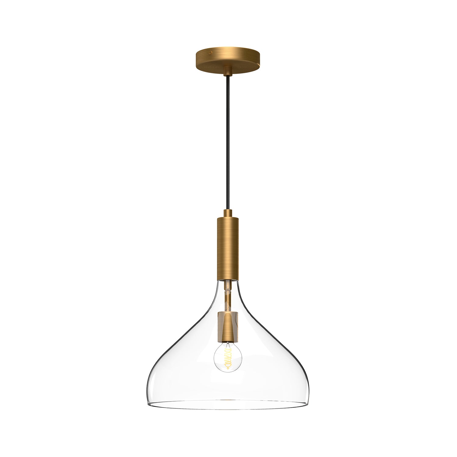 Belleview 12-in Aged Gold/Clear Glass 1 Light Pendant