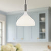 Belleview 12-in Brushed Nickel/Opal Glass 1 Light Pendant