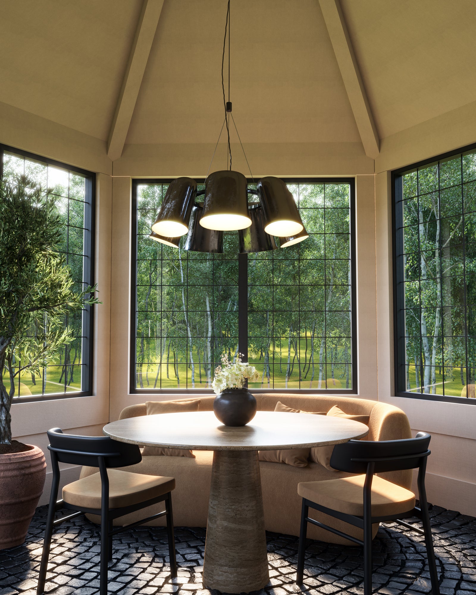 Bell 20-in Glossy Black LED Chandelier