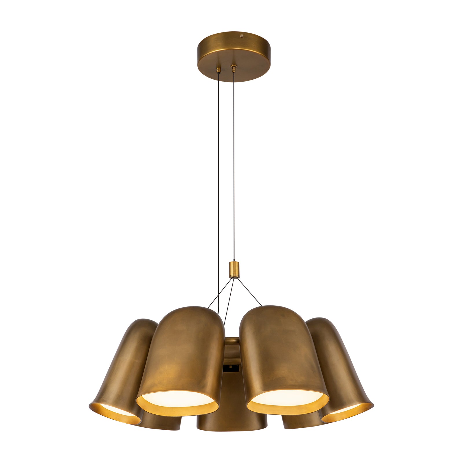 Bell 20-in Vintage Brass LED Chandelier