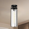 Belmont 5-in Clear Water Glass/Matte Black 1 Light Flush Mount