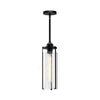 Belmont 5-in Clear Water Glass/Matte Black 1 Light Pendant