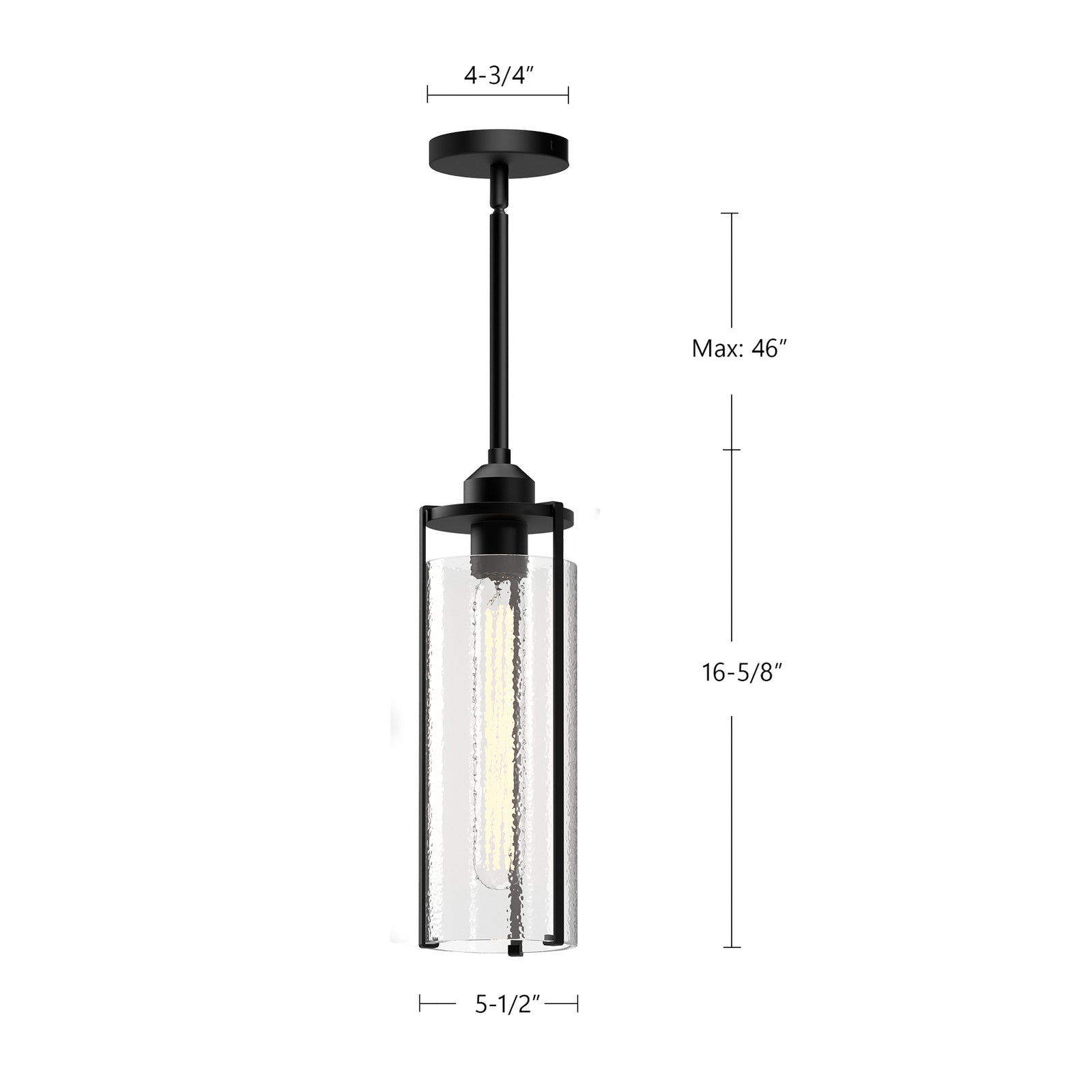 Belmont 5-in Clear Water Glass/Matte Black 1 Light Pendant