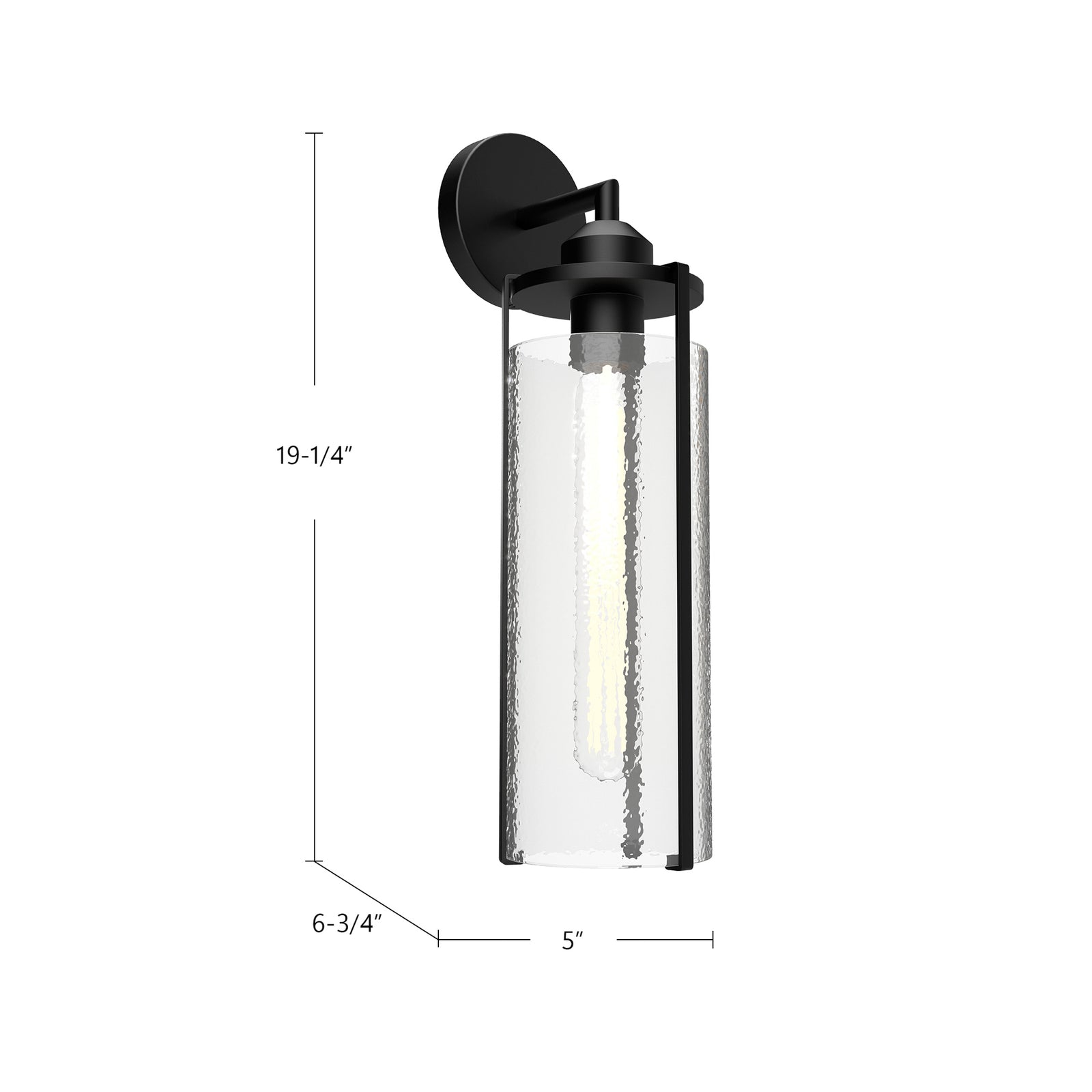 Belmont 5-in Clear Water Glass/Matte Black 1 Light Wall/Vanity