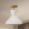 Betty 10-in Aged Gold/Opal Glass 1 Light Semi Flush Mount
