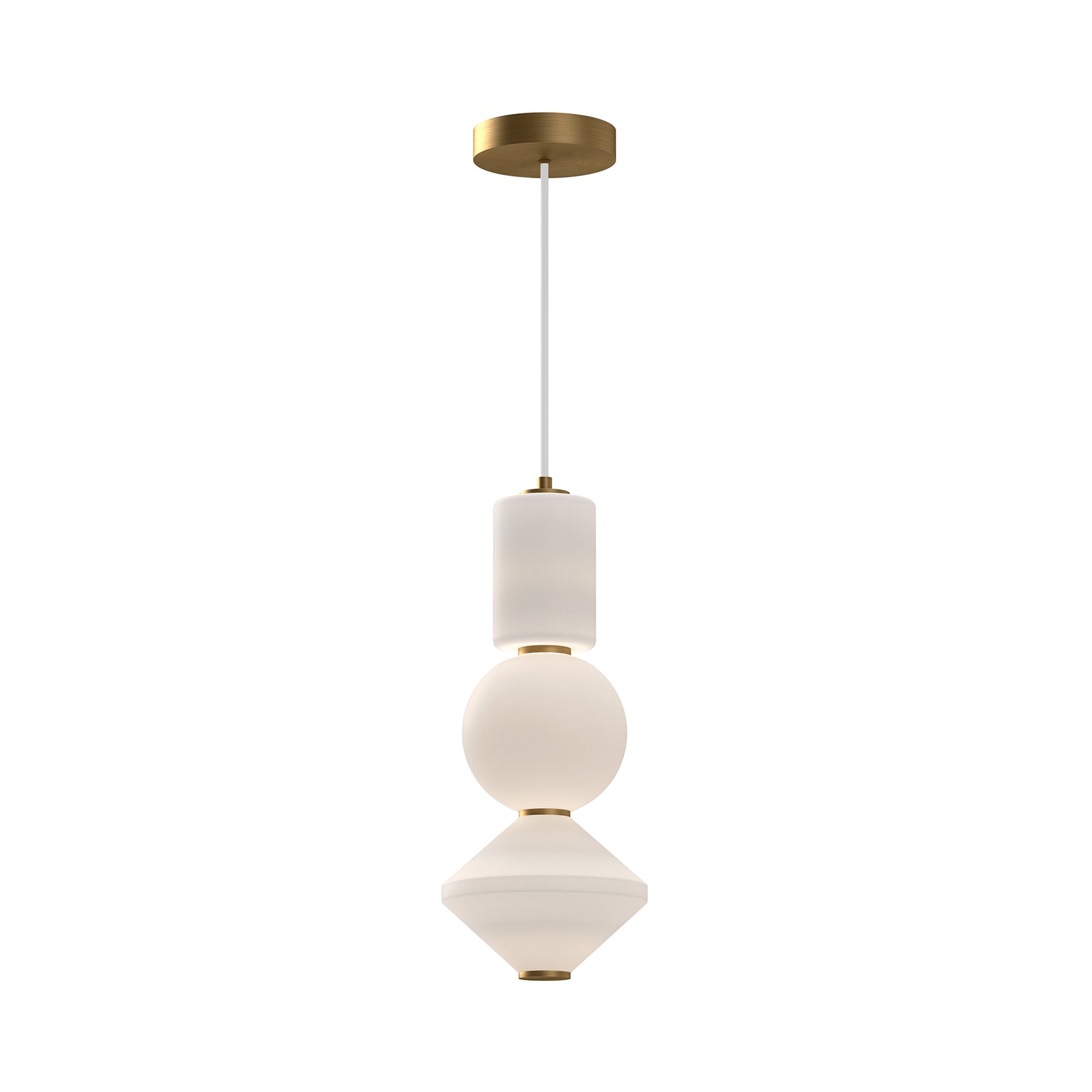 Bijou 8-in Aged Gold/Opal Matte Glass LED Pendant