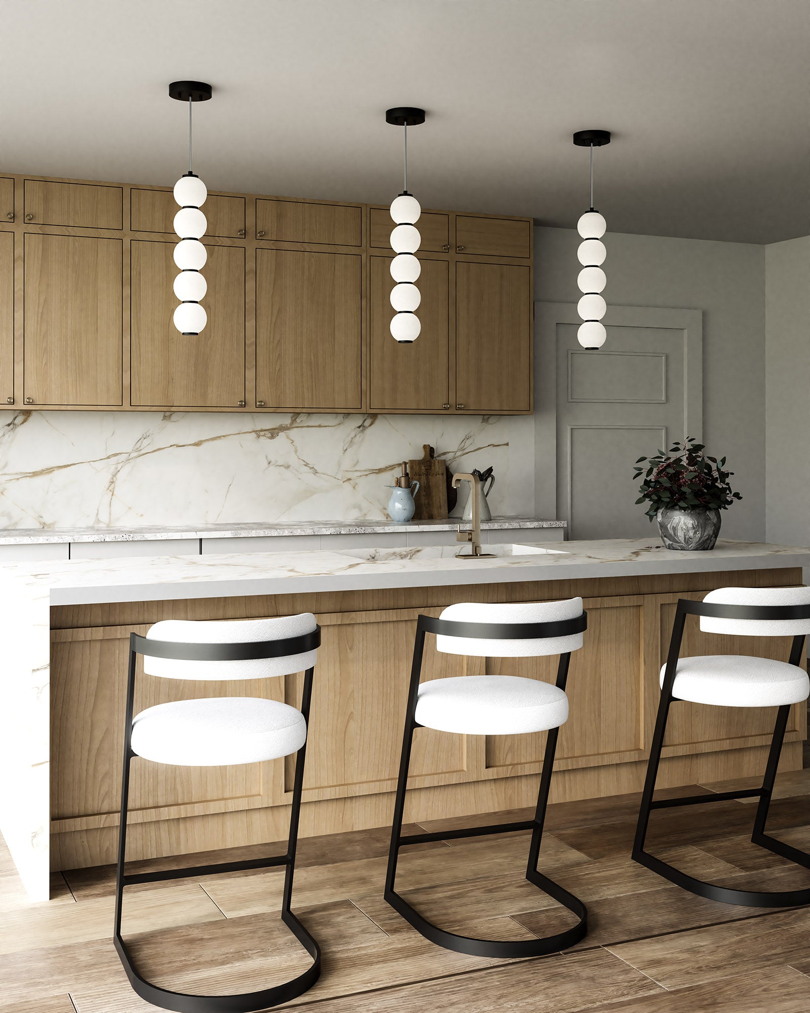 Bijou 5-in Matte Black/Opal Matte Glass LED Pendant