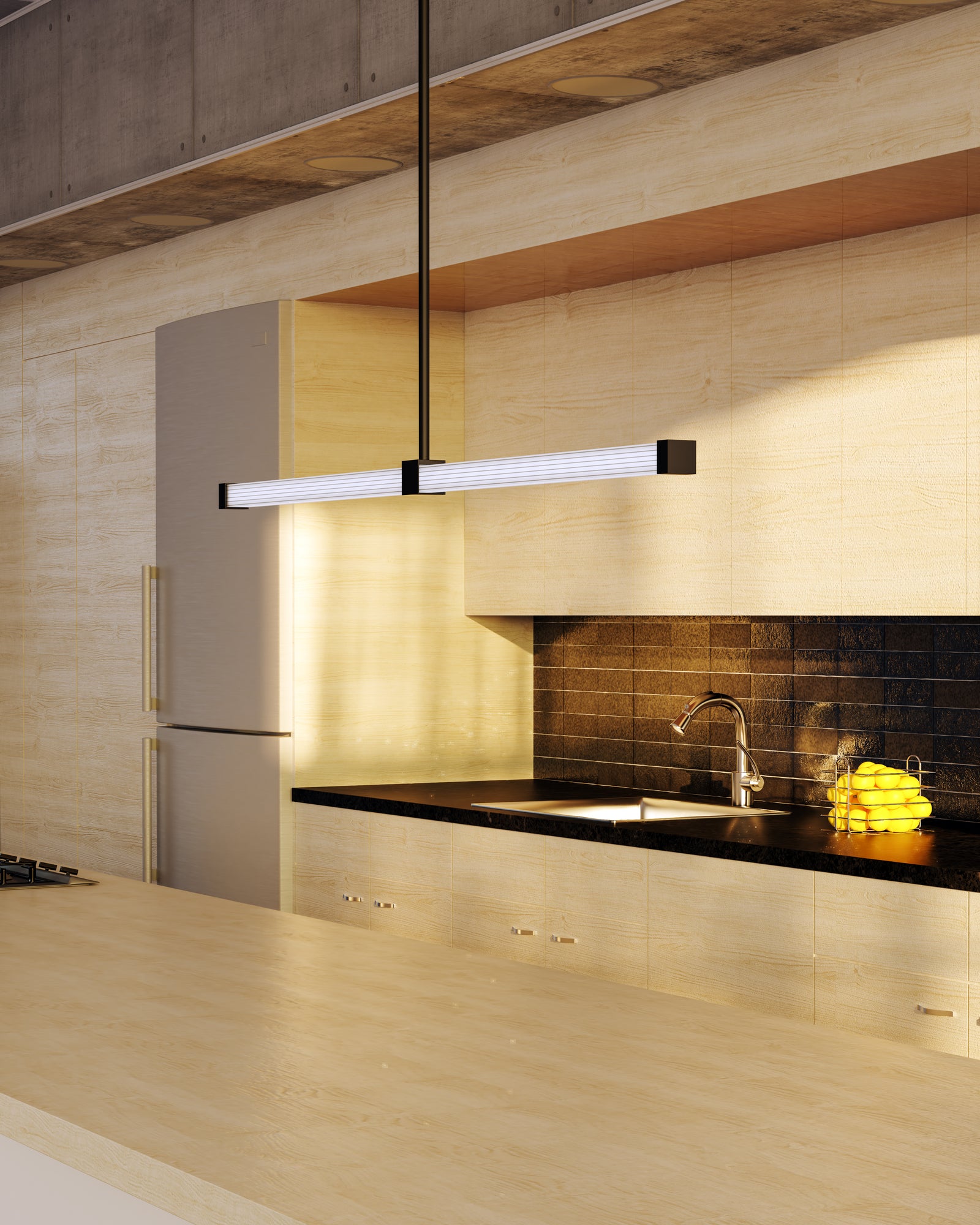 Blade 32-in Black LED Linear Pendant