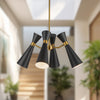 Blake 24-in Matte Black/Aged Gold Socket Chandelier