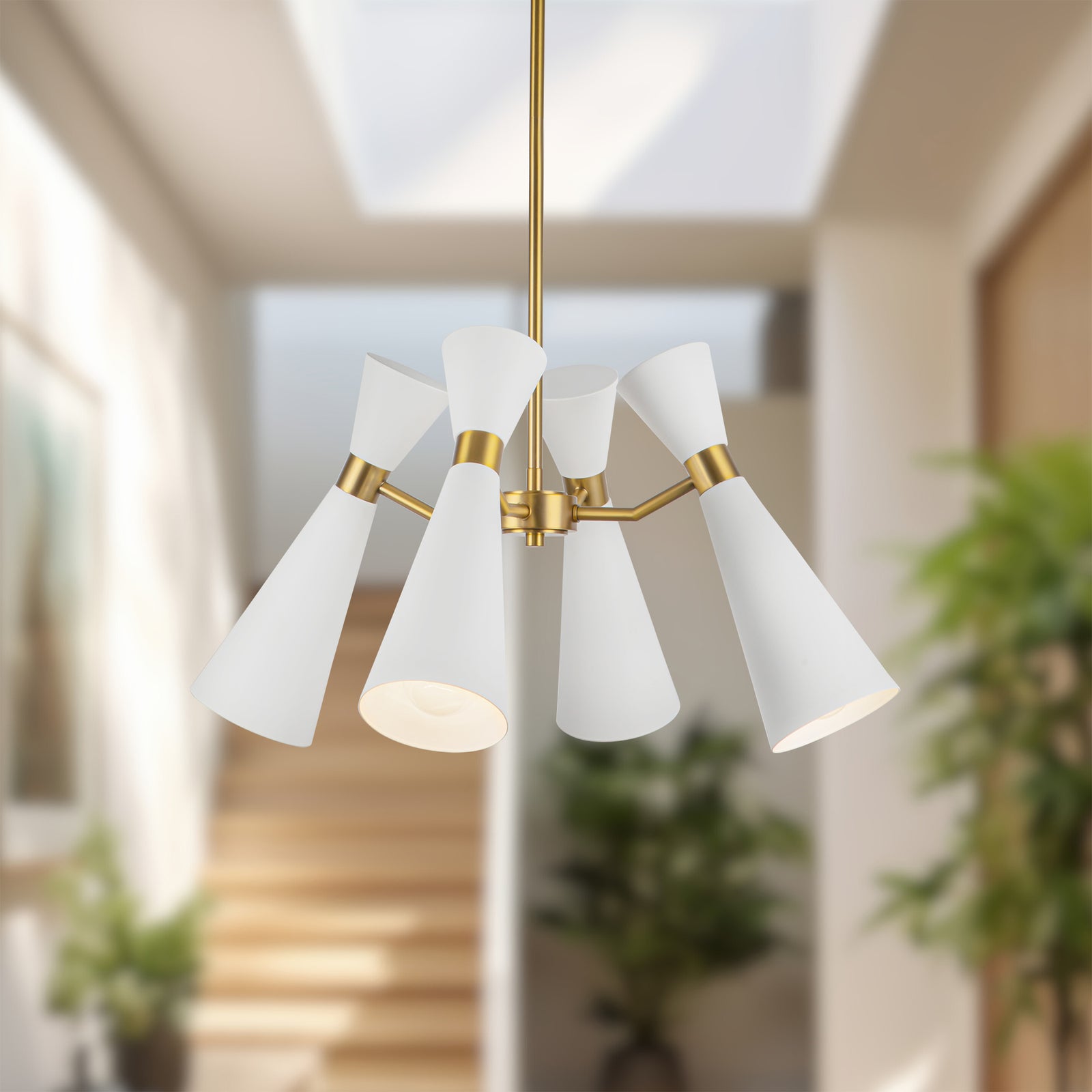 Blake 24-in White/Aged Gold Socket Chandelier
