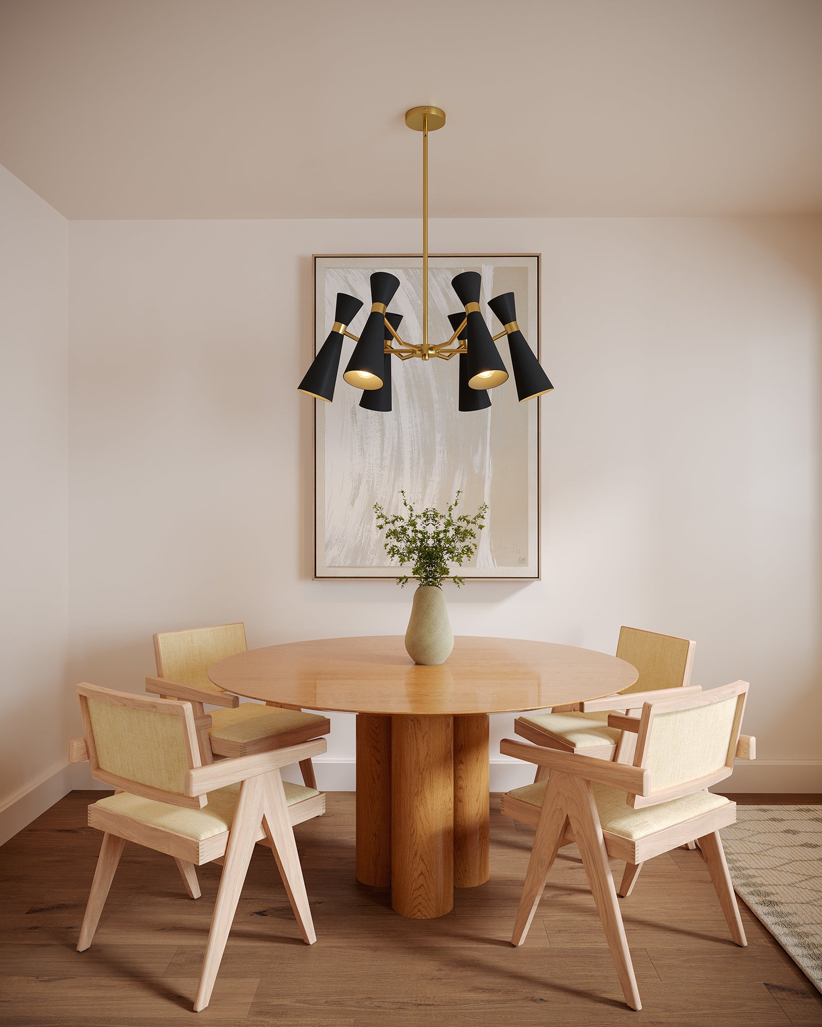 Blake 32-in Matte Black/Aged Gold Socket Chandelier