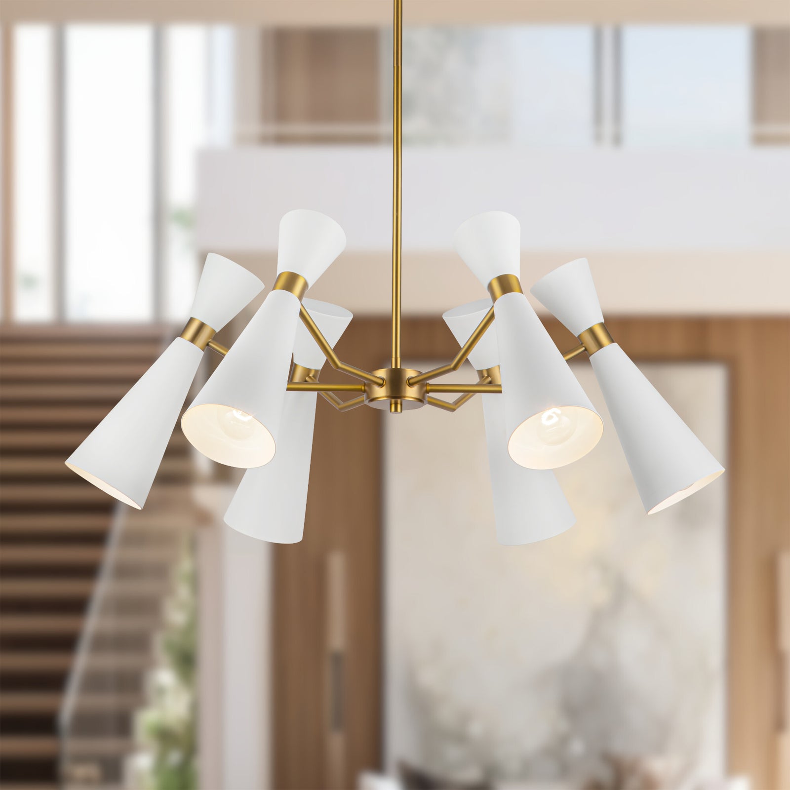 Blake 32-in White/Aged Gold Socket Chandelier