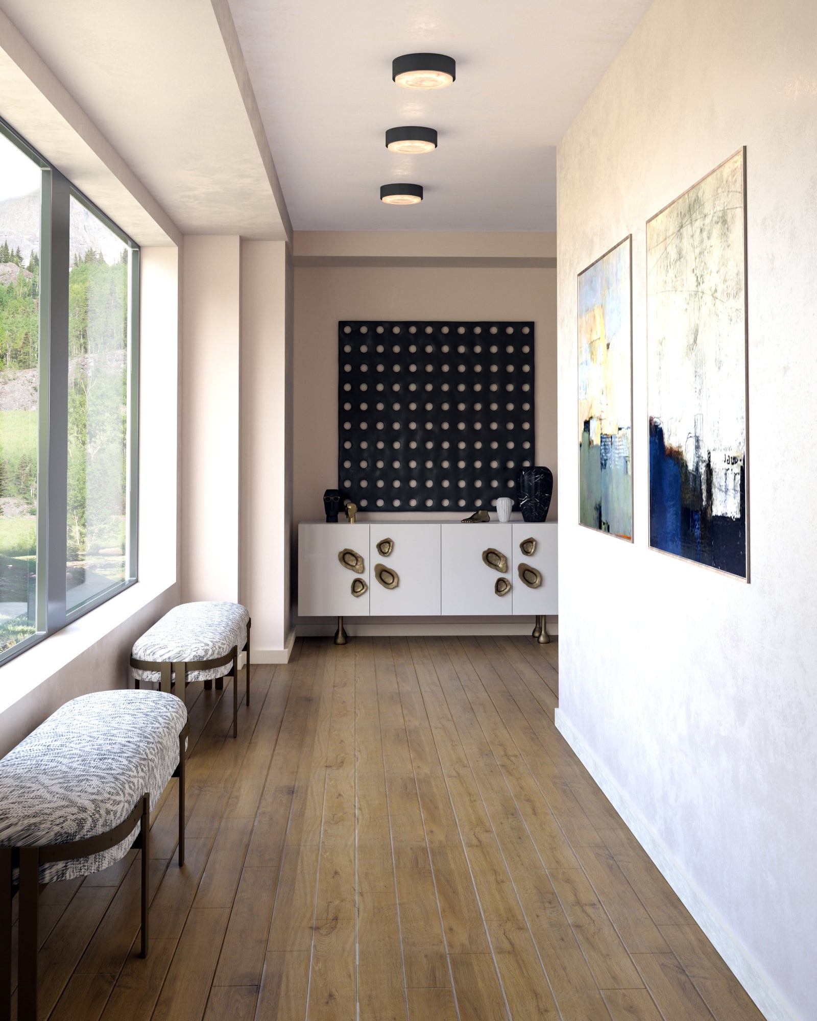 Blanco 8-in Urban Bronze/Alabaster LED Flush Mount