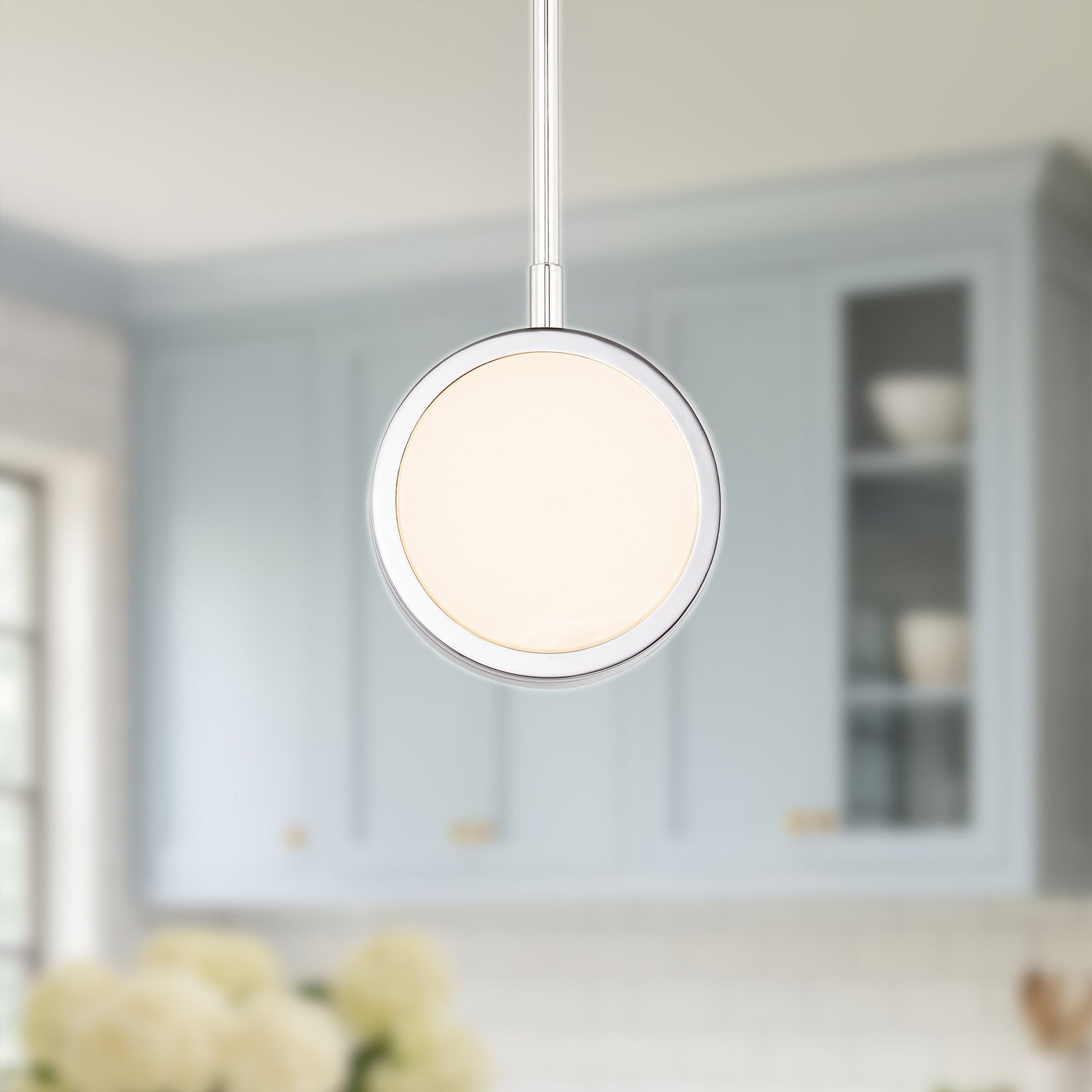 Blanco 6-in Polished Nickel/Alabaster LED Pendant