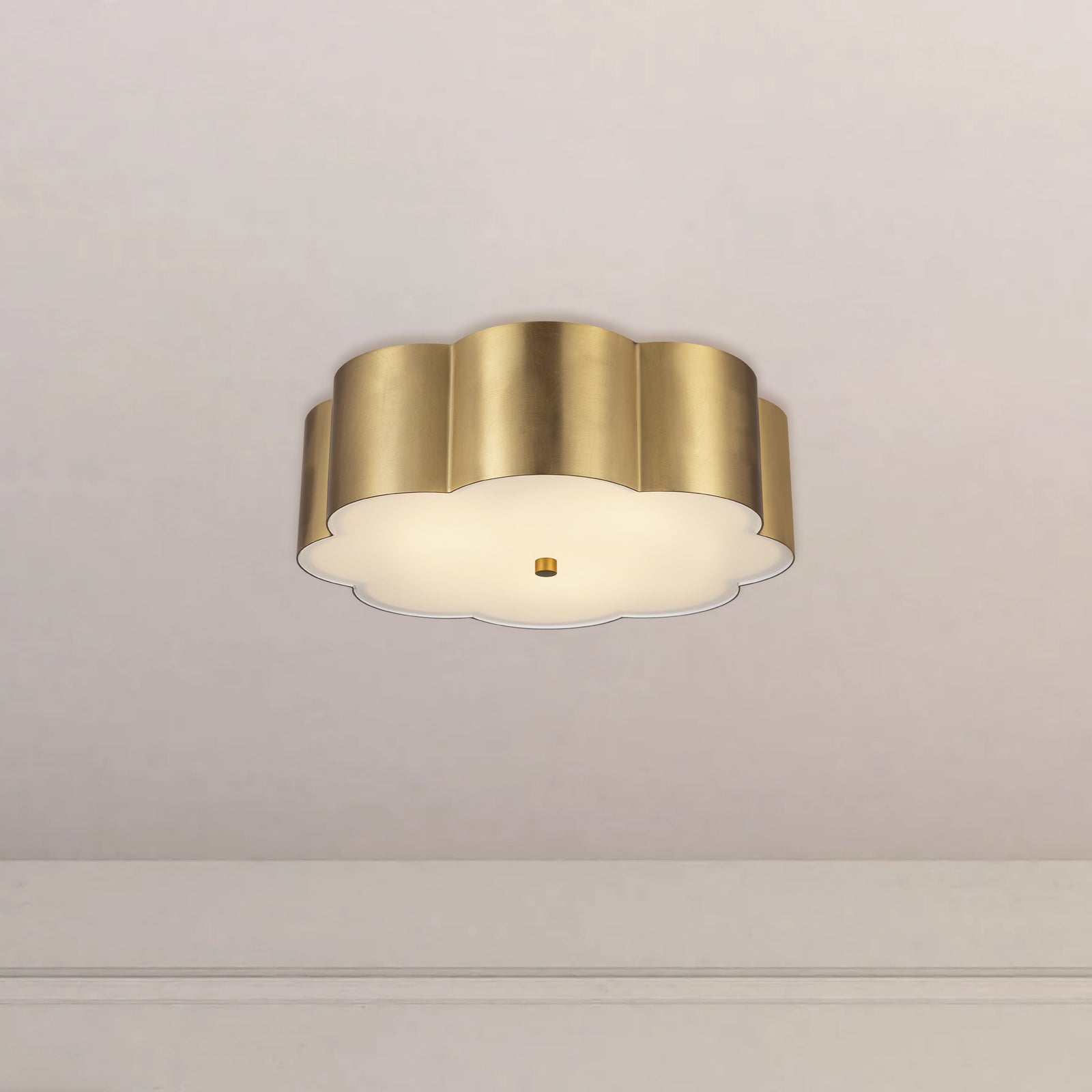 Blossom 14-in Brushed Gold Socket Flush Mount