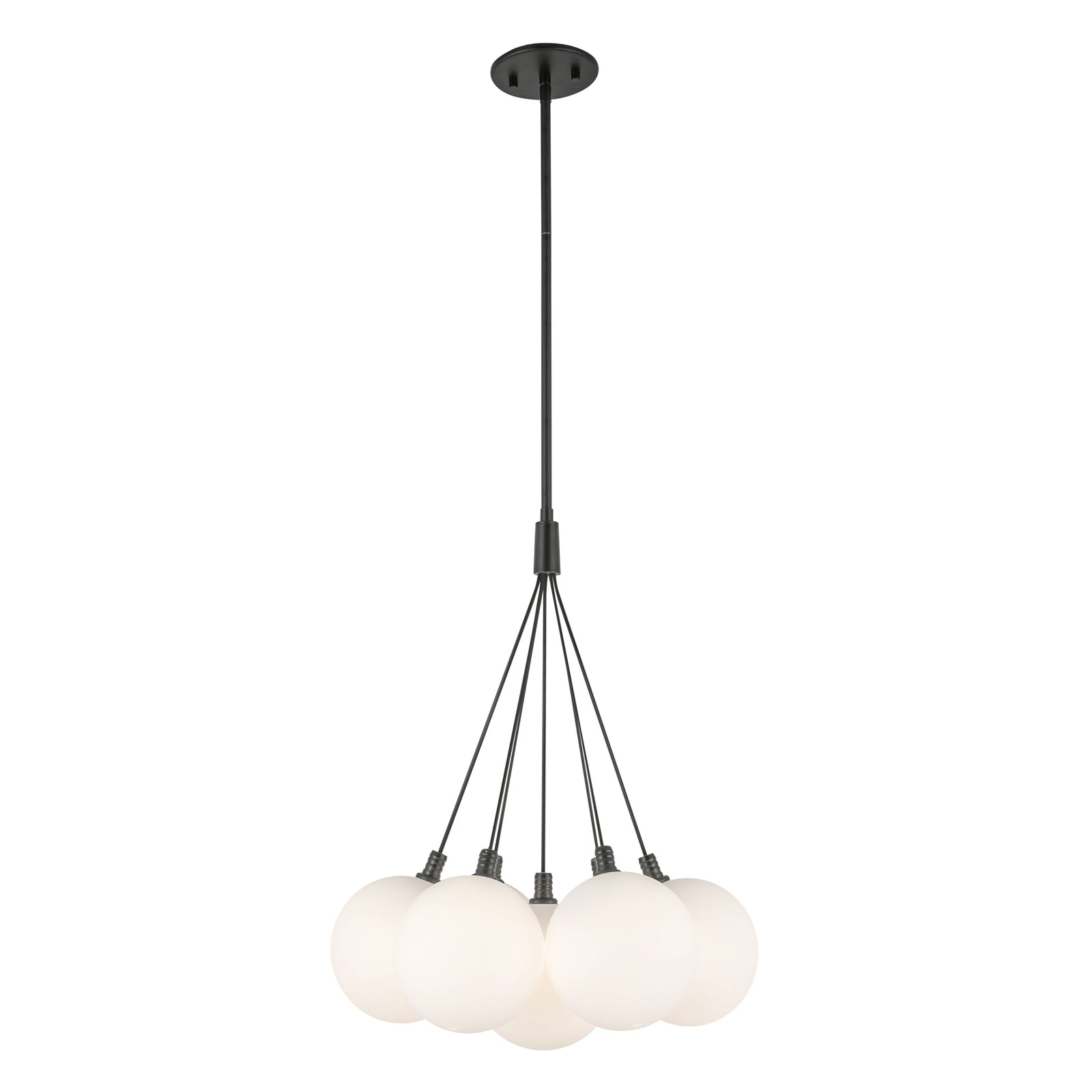 Bolla 16-in Black/Opal Glass LED Chandelier