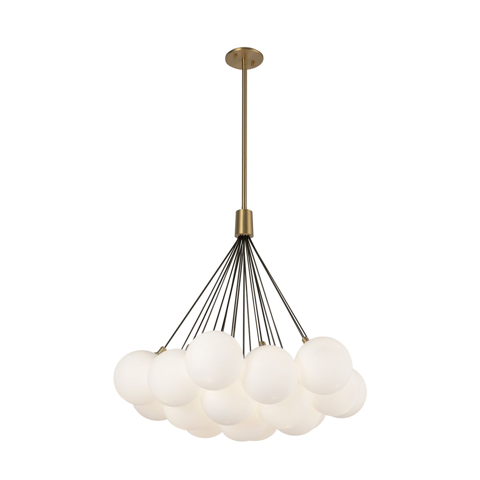 Bolla 28-in Brushed Gold/Opal Glass LED Chandelier