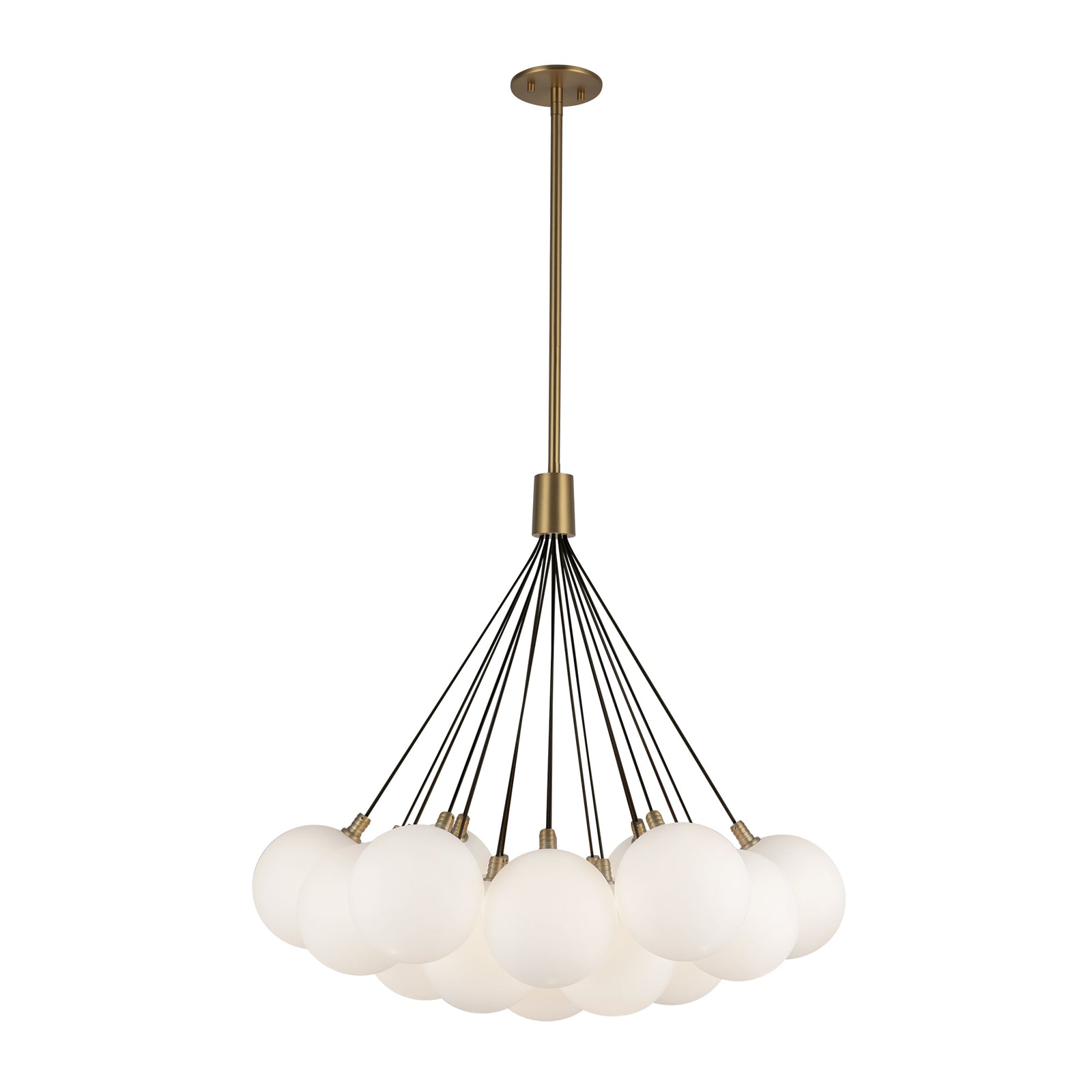 Bolla 28-in Brushed Gold/Opal Glass LED Chandelier