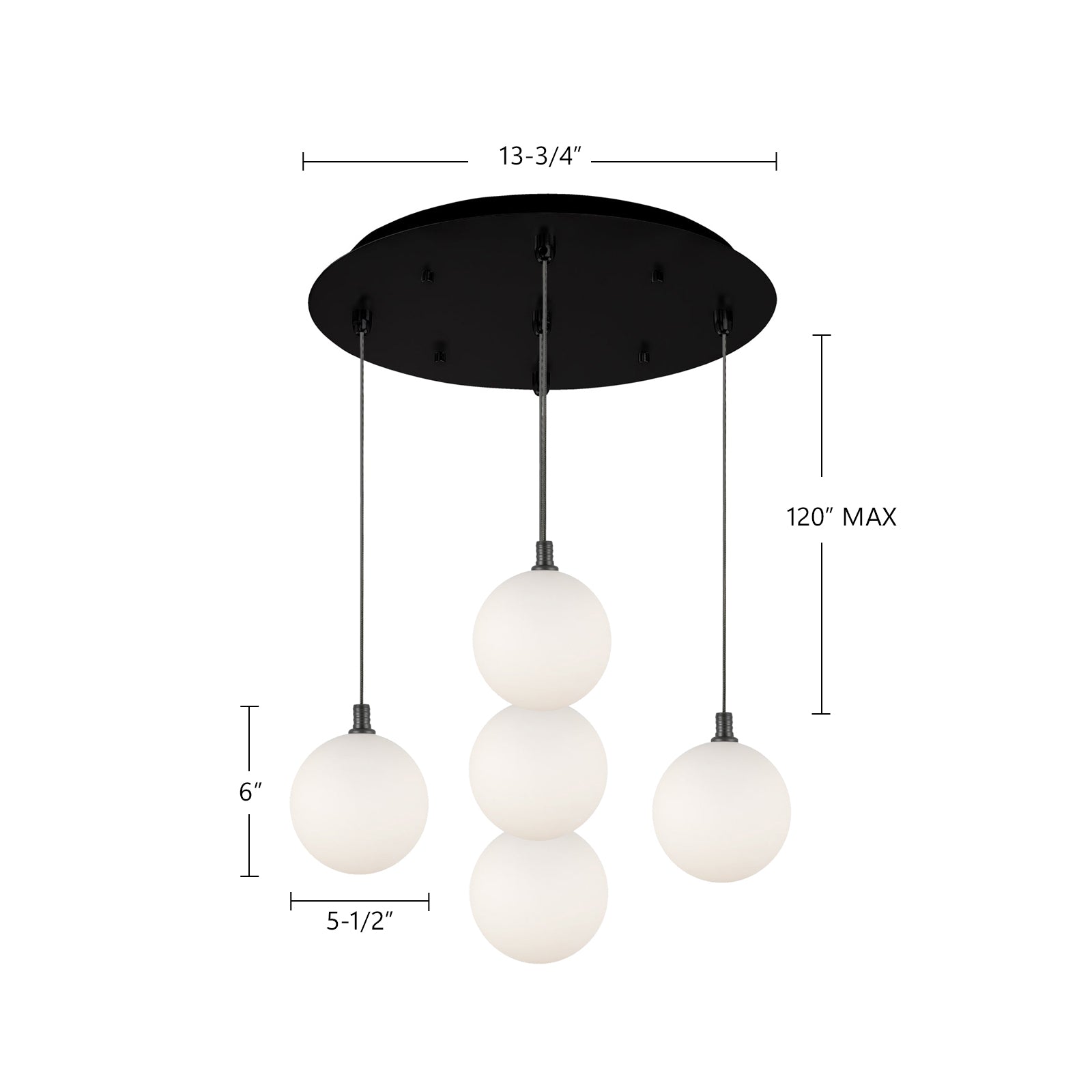 Bolla 16-in Chrome 5-Light Multi Pendant