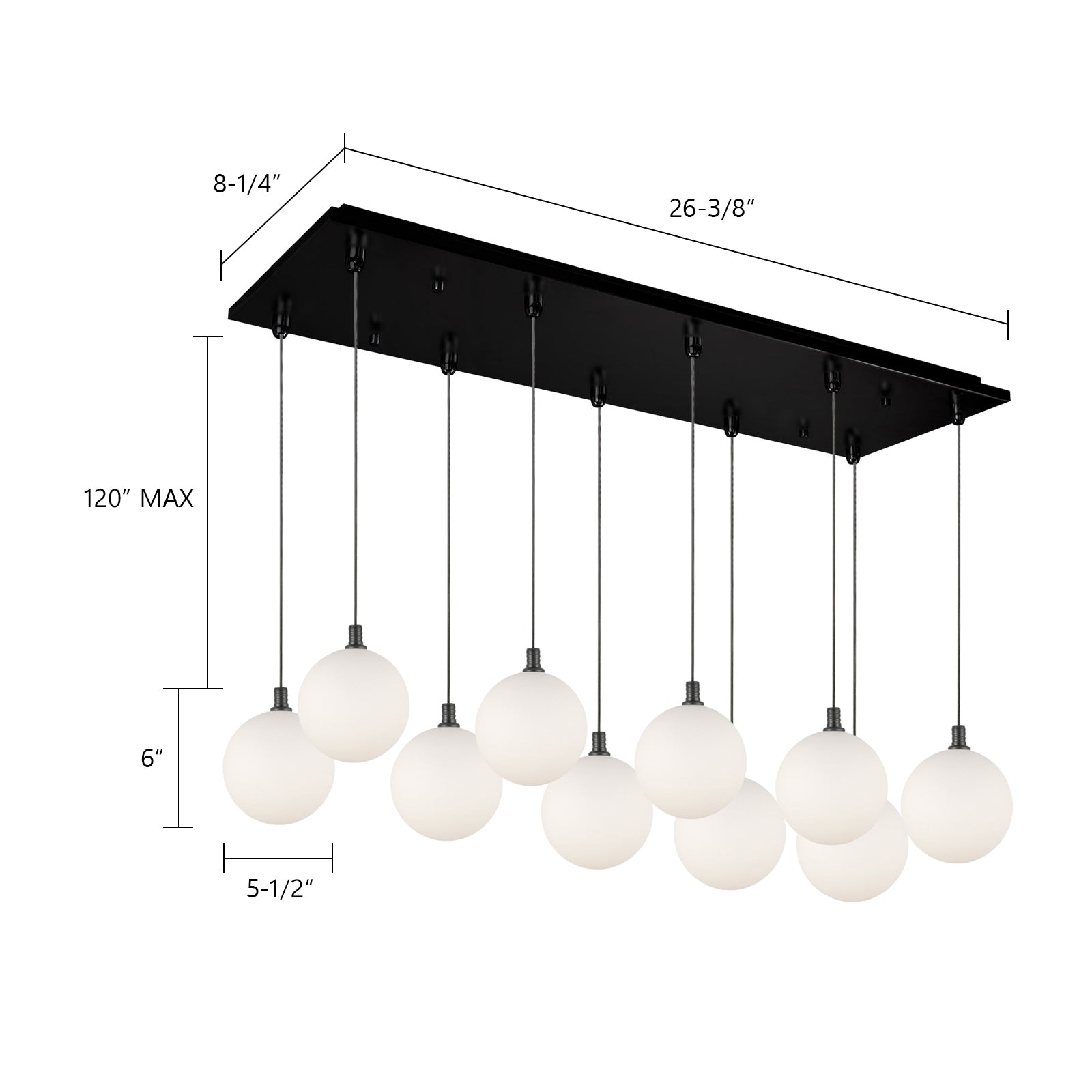 Bolla 29-in Chrome 10-Light Multi Pendant