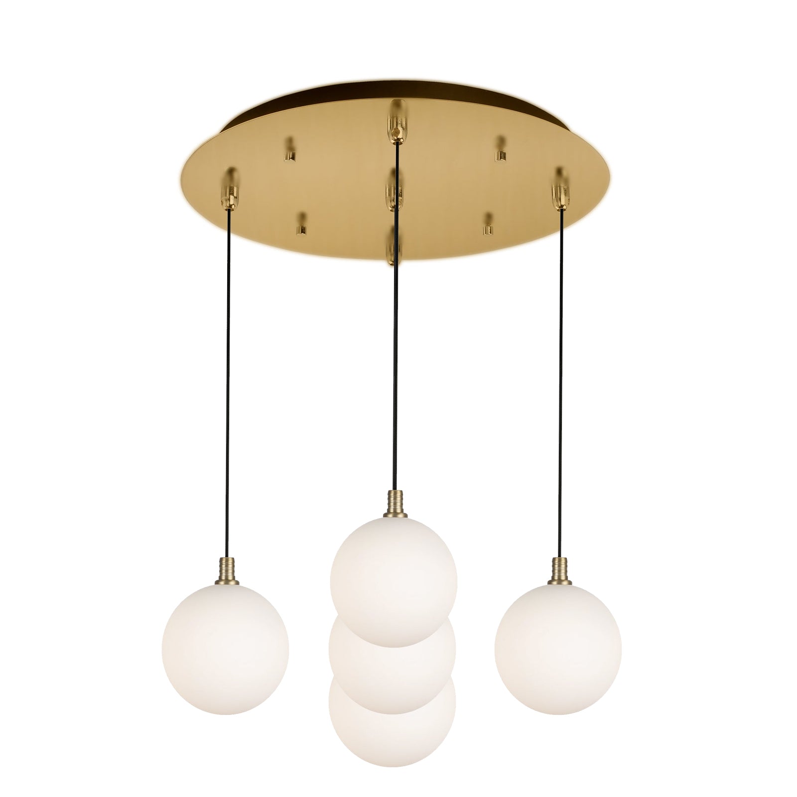 Bolla 16-in Brushed Gold/Opal Glass 5-Light Multi Pendant