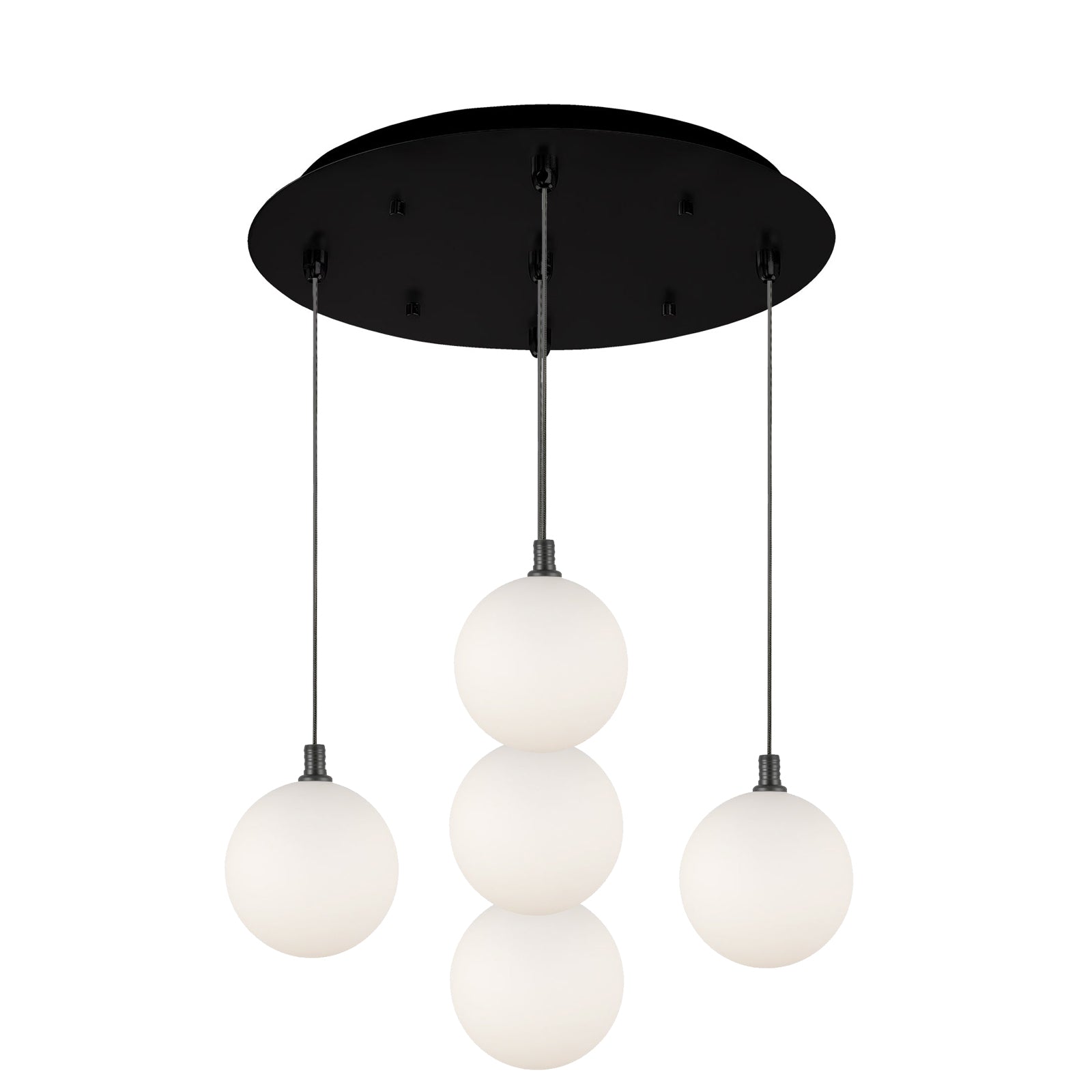 Bolla 16-in Black/Opal Glass 5-Light Multi Pendant