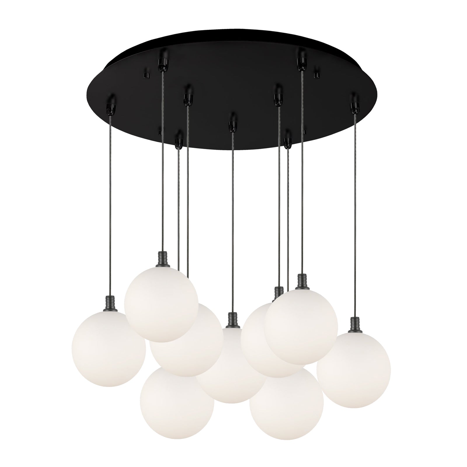 Bolla 20-in Black/Opal Glass  9-Light Multi Pendant