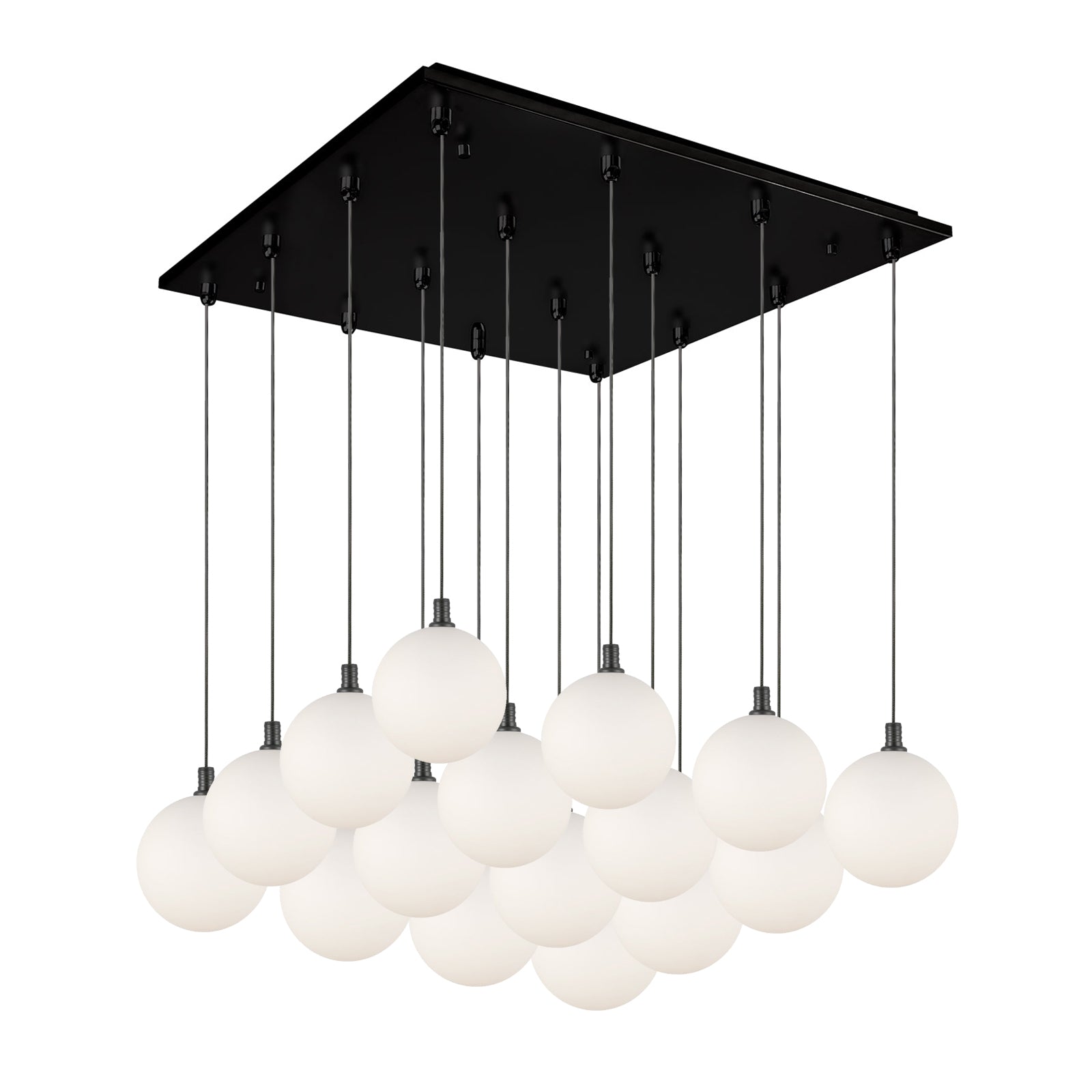 Bolla 21-in Black/Opal Glass 16-Light Multi Pendant