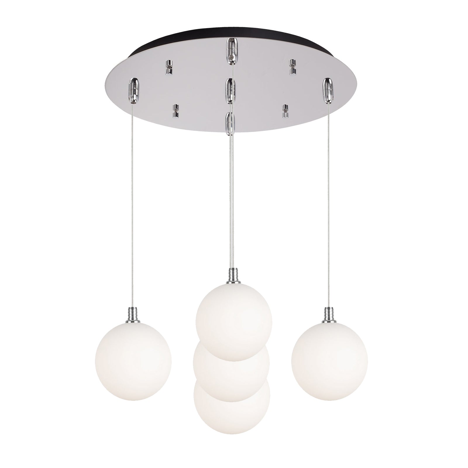 Bolla 16-in Chrome/Opal Glass 5-Light Multi Pendant