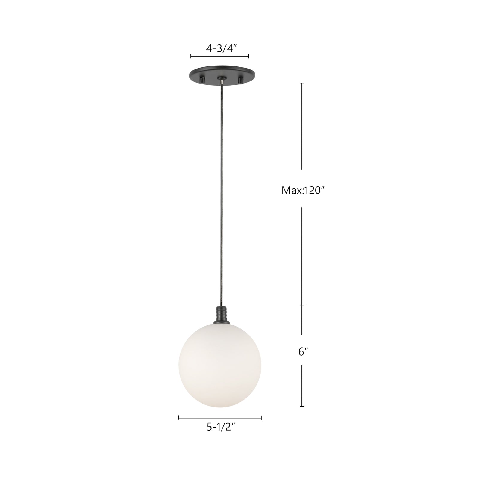 Bolla 5-in Black LED Pendant