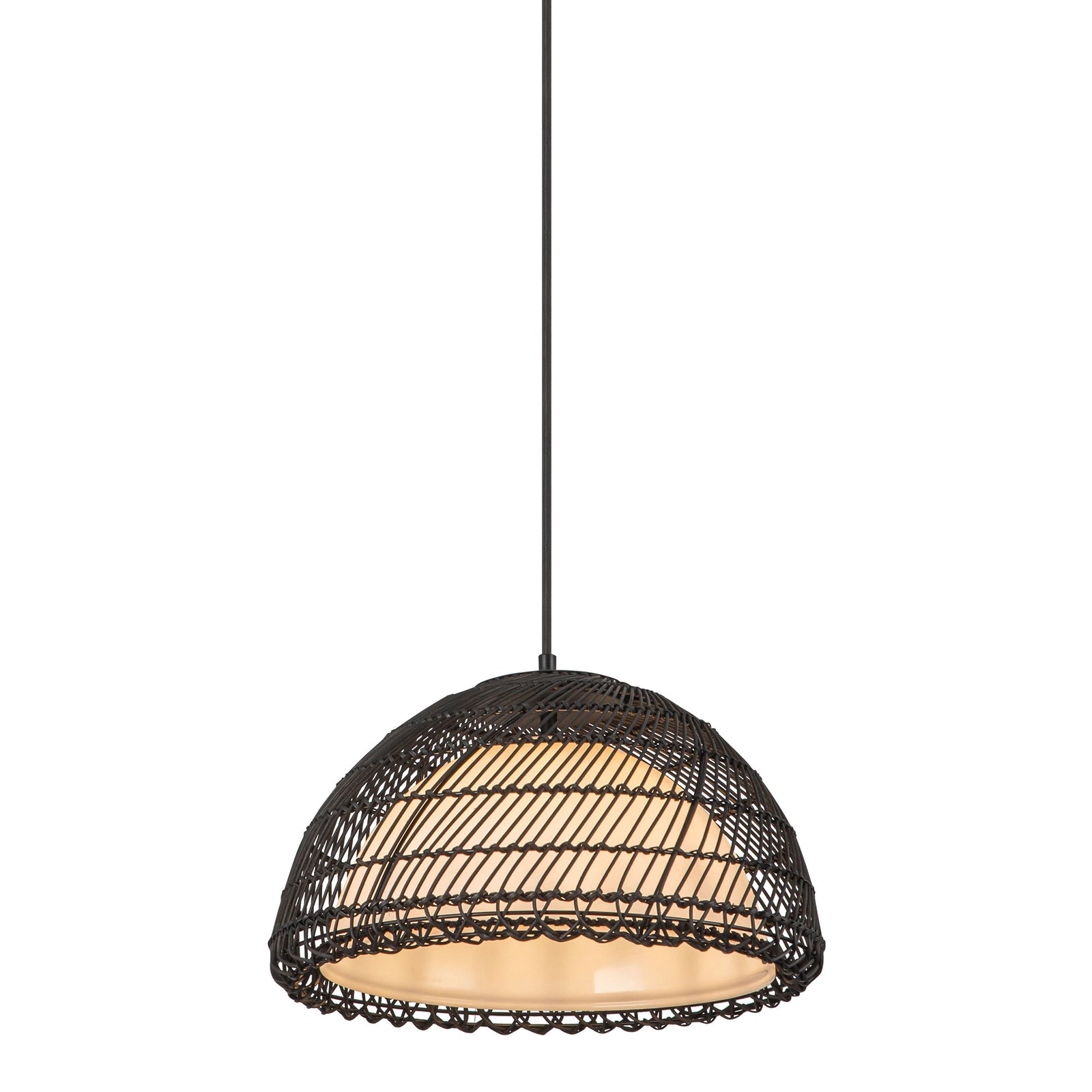 Bondi 16-in Matte Black/Opal 1 Light Pendant